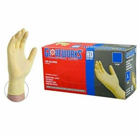 AMMEX Latex Disposable Gloves, 6 mil Palm, Latex, Powder-Free, M, Ivory AMXILHD44100